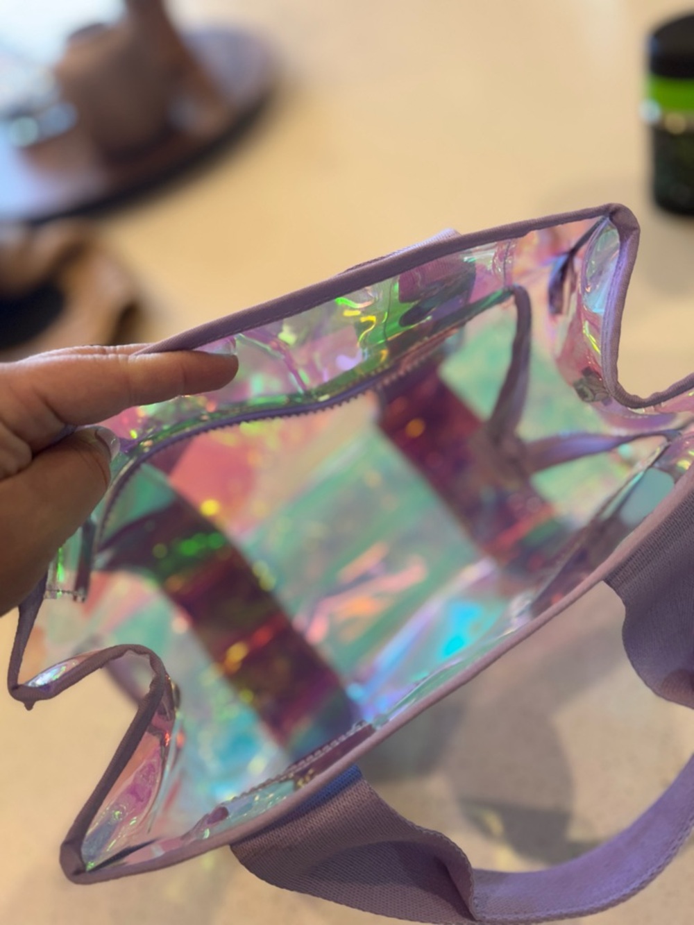 Case-mate Mini Jelly Iridescent Holographic Tote with Lavender Straps NWOT - Picture 7 of 7